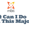 Banner with "Focus 2" logo, "What Can I Do With This Major?" logo, "MBTI" logo, "Strong Interest Inventory" logo, and an illustration of an owl holding binoculars.